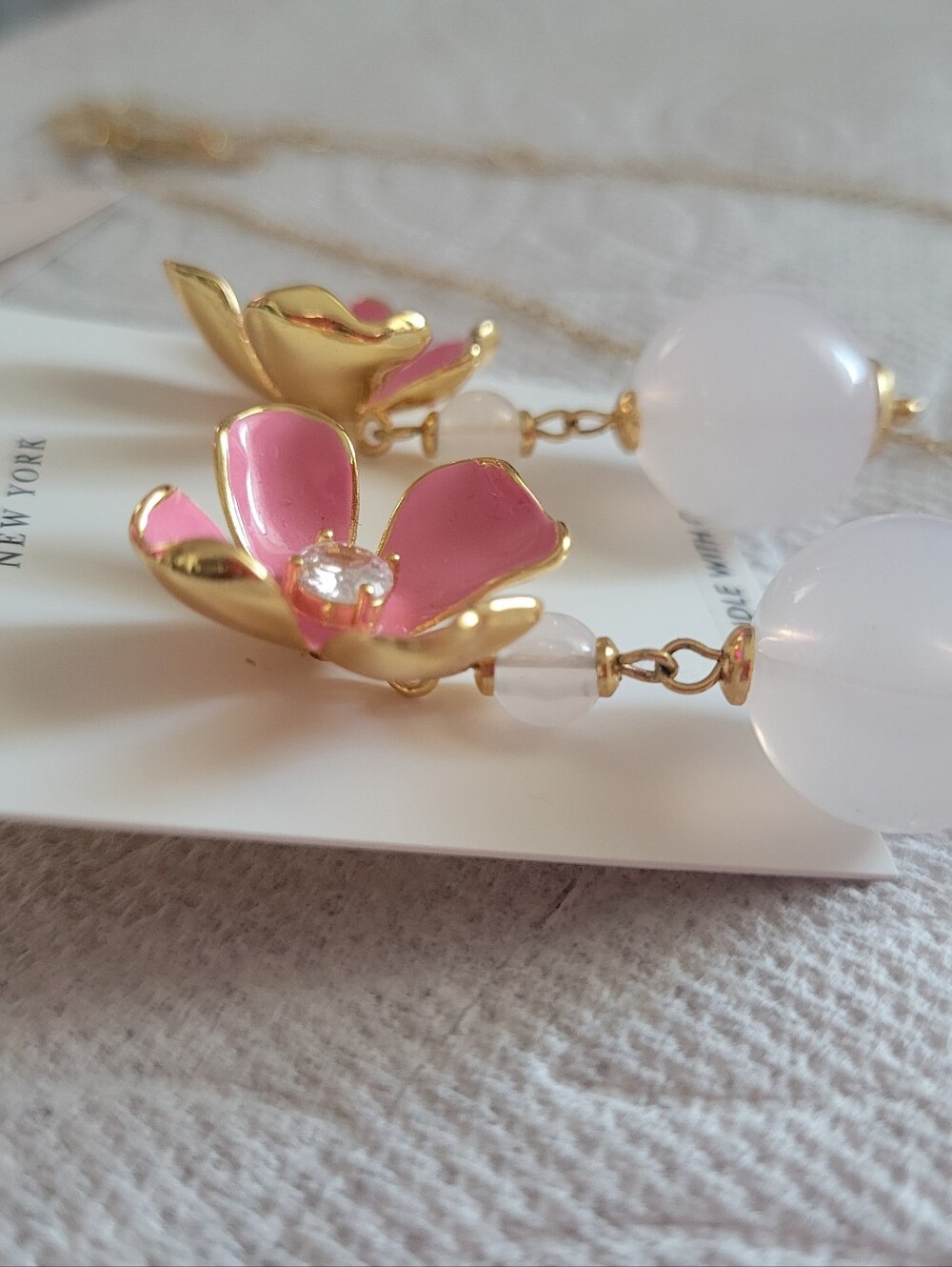 kate spade Pink and Gold Floral Necklace with Matching Earrings - Picture 7 of 8